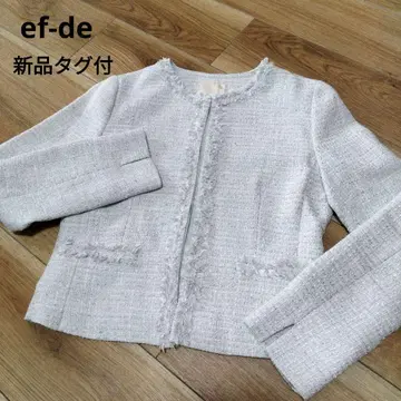 [ 택 포함 새상품 ] ef-de 노카라 트위드 자켓 그레이