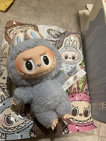 POPMART LABUBU 마카롱 봉제 인형 파랑