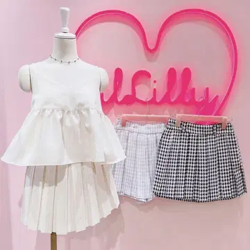 lilLilly 깅엄 체크 플리츠 미니 스커트