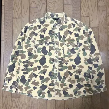 80s USA제 샤모어 셔츠 구제 의류 빈티지 우드랜드 카모 넬