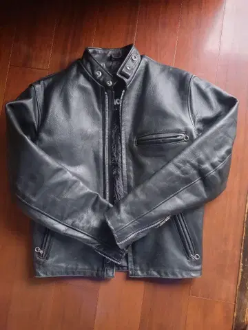 Schott 블랙 가죽 싱글 라이더 자켓