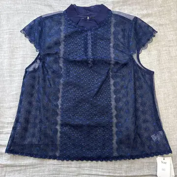 와코루 Yue 유에 택 포함 새상품 네이비 레이스 반팔 상의 L