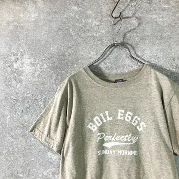 Goodwear USA제 T셔츠 카키 크루넥 로고 프린트