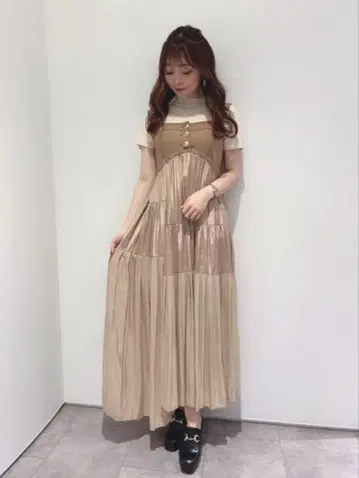 REDYAZEL 베이지 프릴 맥시 원피스