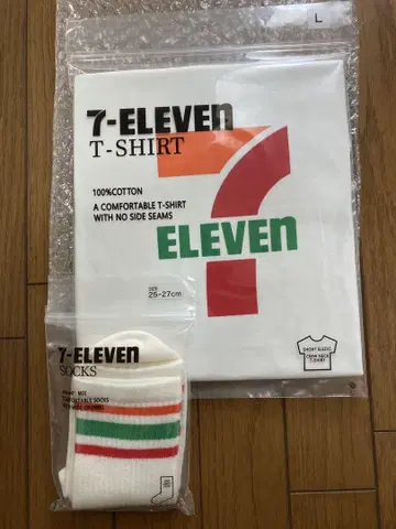 세븐일레븐 T셔츠 L 사이즈 & 양말 25~27cm