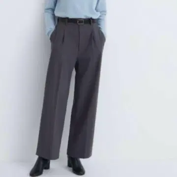 UNIQLO 턱 와이드 팬츠 S 그레이 460311