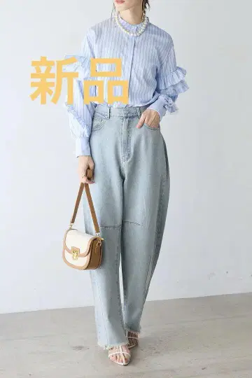 [ 새상품 ] frene 큐빅 커브 데님 팬츠