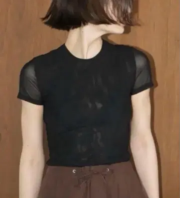 CLANE SHEER MESH HALF SLEEVE TOPS