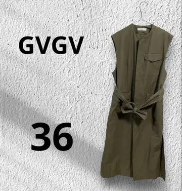 GVGV 슬리브리스 셔츠 원피스 올리브 그린