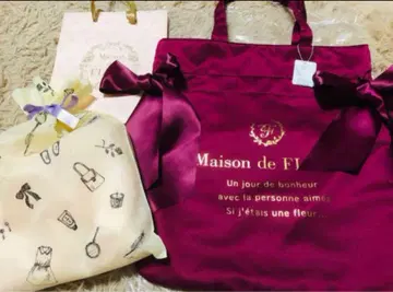 완판 색상 Maison de FLEUR 더블 리본 토트백 보르도 새상품