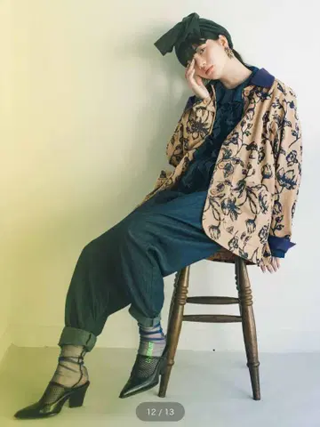 린넨 자켓 자켓 보태니컬 무늬