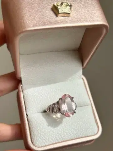 로즈쿼츠 실버 반지 프리 사이즈 큐빅 지르코니아