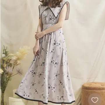 노엘라 플라워 프린트 세일러 카라 원피스