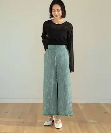 Ray BEAMS 트위드 롱 타이트 스커트