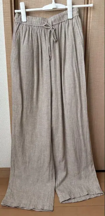 베이지 린넨풍 캐주얼 팬츠