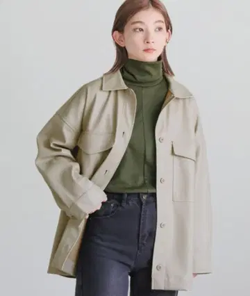 select MOCA 인조 가죽 미들 셔츠 자켓