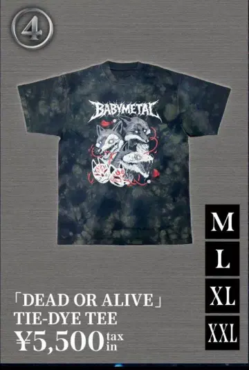 [ 새상품 ] BABYMETAL DEAD OR ALIVE T셔츠 XL