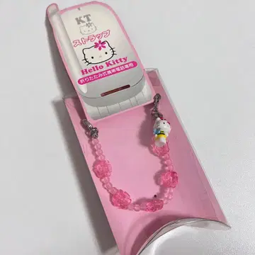 [ 헤이세이 레트로 ] 헬로키티 폴더폰 스트랩 키링 꿀벌 레어