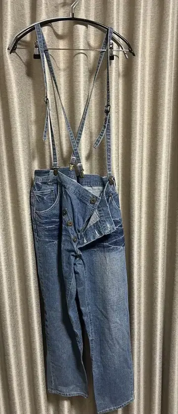 서스펜더 부착 데님 팬츠 LL 사이즈