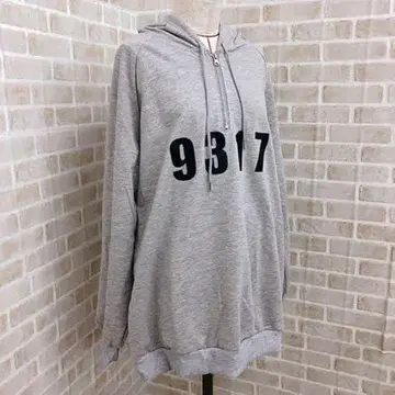 오버 사이즈 후드티 한국 넘버 로고 M 그레이