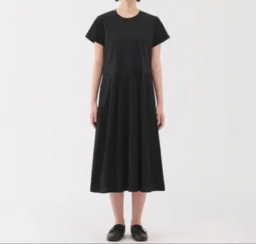 미사용 새상품 무인양품 냉감 반팔 원피스 블랙