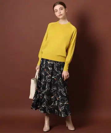 플라워 프린트 플레어 머메이드 스커트
