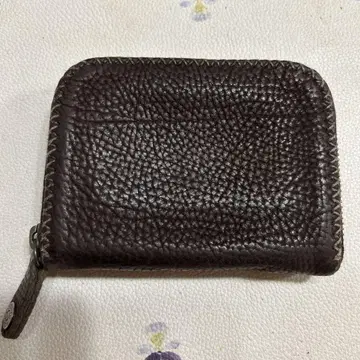 디즈니랜드에서 구매한 지갑 천연 가죽 짙은 갈색