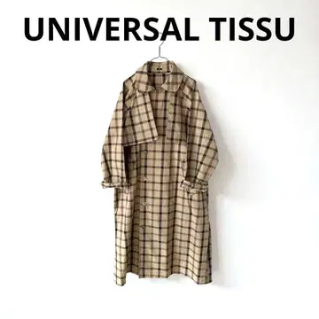 새상품급 UNIVERSAL TISSU 에포트리스 코트 체크 일본제