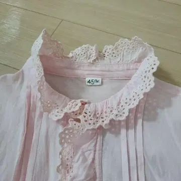 45r 레이스 핑크 긴팔 셔츠