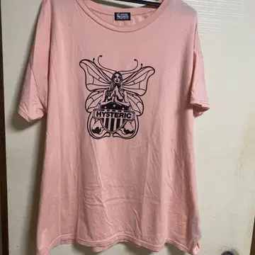 핑크 반팔 롱 T셔츠