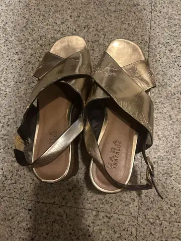 ZARA 통굽 샌들 골드 스트랩 포함 해외