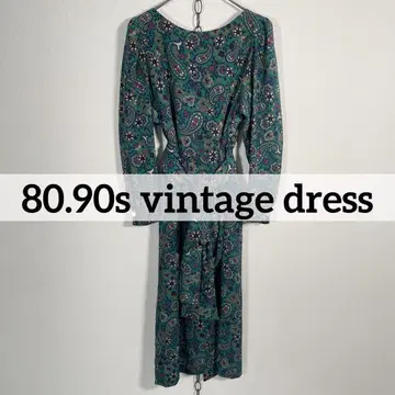 80s90s 빈티지 레트로 원피스 올 패턴 페이즐리 스톨 세트