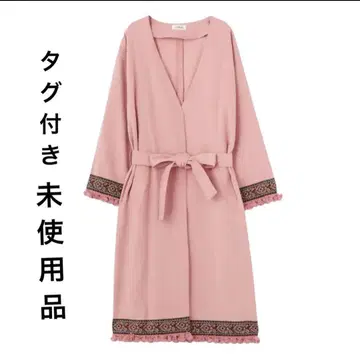 미사용품 EVRIS 핑크 에스닉풍 롱 코트 프린지 새상품 프리