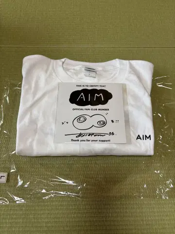 [ 레어 ] 아이묭 AIM 팬클럽 한정판 T셔츠 친필 사인 색지