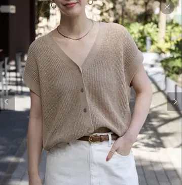 B.C STOCK 린넨코튼 베스트 베이지