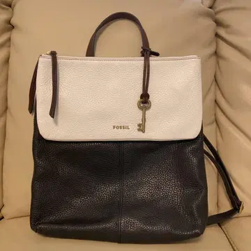 FOSSIL 천연 가죽 3way 백 화이트 x 블랙 바이컬러