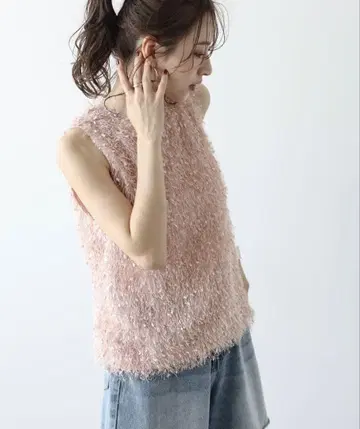 AMELY 페더 프린지 슬리브리스 상의