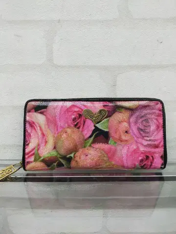 Think Bee! 플라워 라운드 지퍼 장지갑 핑크