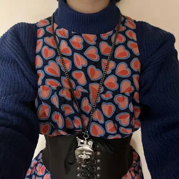ANNASUI 하트 무늬 슬리브리스 원피스