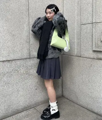 인조 가죽 원 핸들 바게트 백