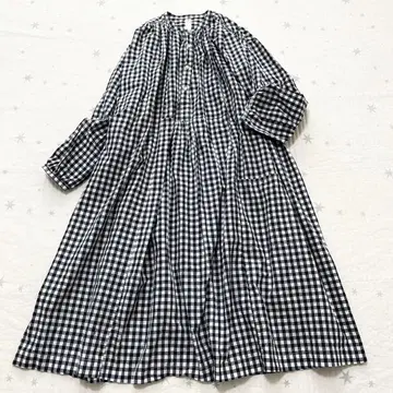 SO 화이트 네이비 깅엄 체크 셔츠 원피스 프리 사이즈