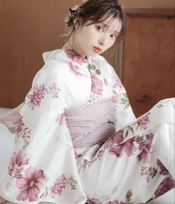 dita 주홍색 꽃겹 유카타 3세트