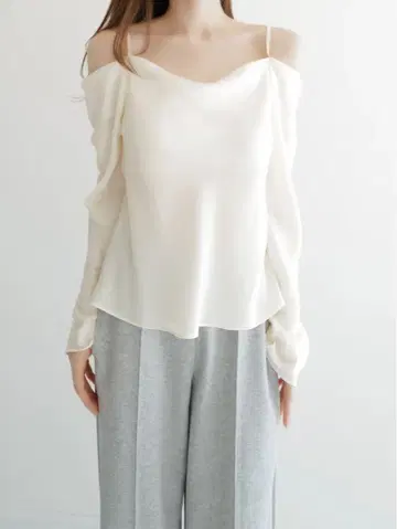 maison celon off shoulder silky blouse