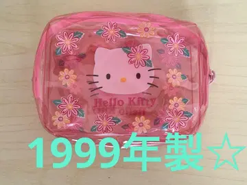 [레트로] 헬로키티 카오하나키티 클리어 파우치 당시물 1999 초레어