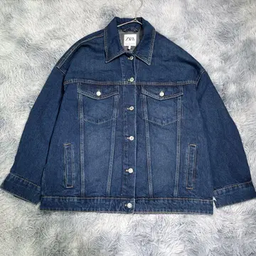 ZARA [ L~XL ] 데님 자켓 G 블루 오버 사이즈 두꺼운 원단