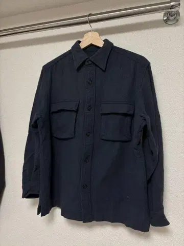 Eddie Bauer 네이비 긴팔 셔츠 울 혼방 캐시미어 2 포켓