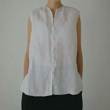 ETRE TOKYO 슬리브리스 린넨 셔츠 WHITE