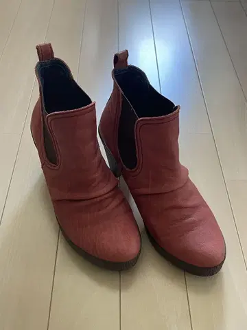 스핑글무브 빨간색 부츠 힐 가죽