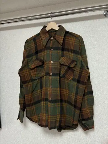 60's 체크 무늬 긴팔 셔츠