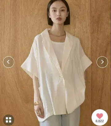 HUNCH 와셔 새틴 반팔 셔츠 자켓